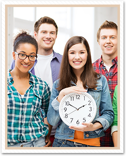 students with clock